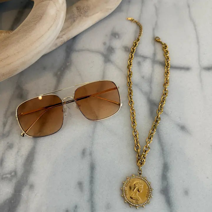 Small Coin Necklace by Chansutte Pearls