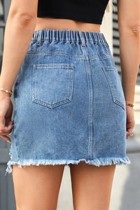 Denim Ripped Skirt