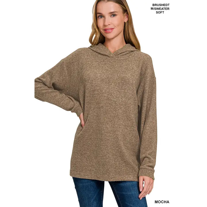 Brushed Hacci Sweater Hoodie Mocha