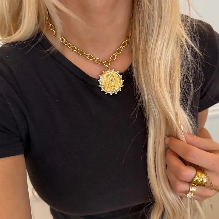 Small Coin Necklace by Chansutte Pearls