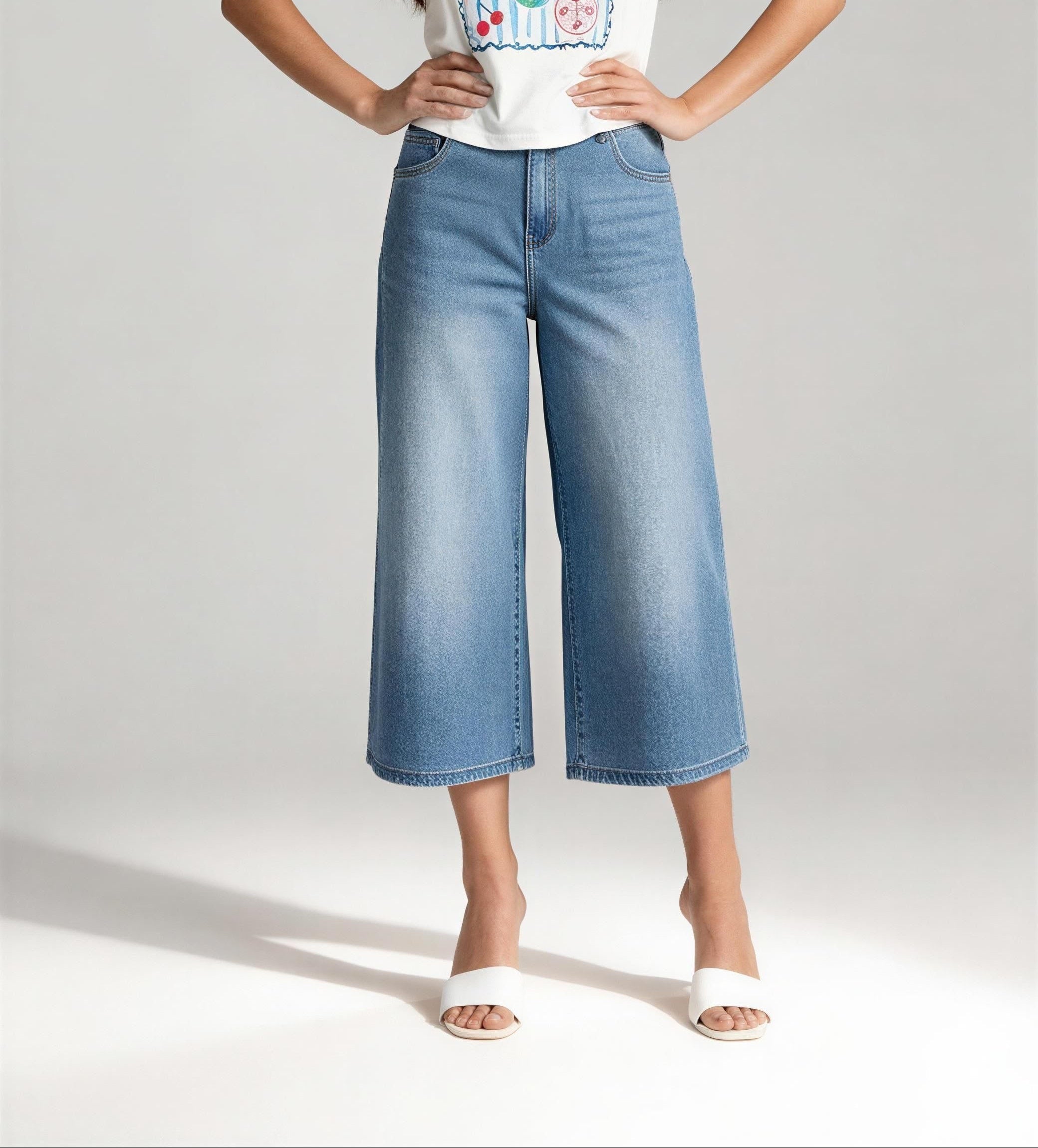 Flared Denim Capris