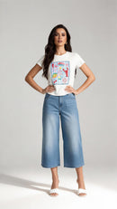 Flared Denim Capris