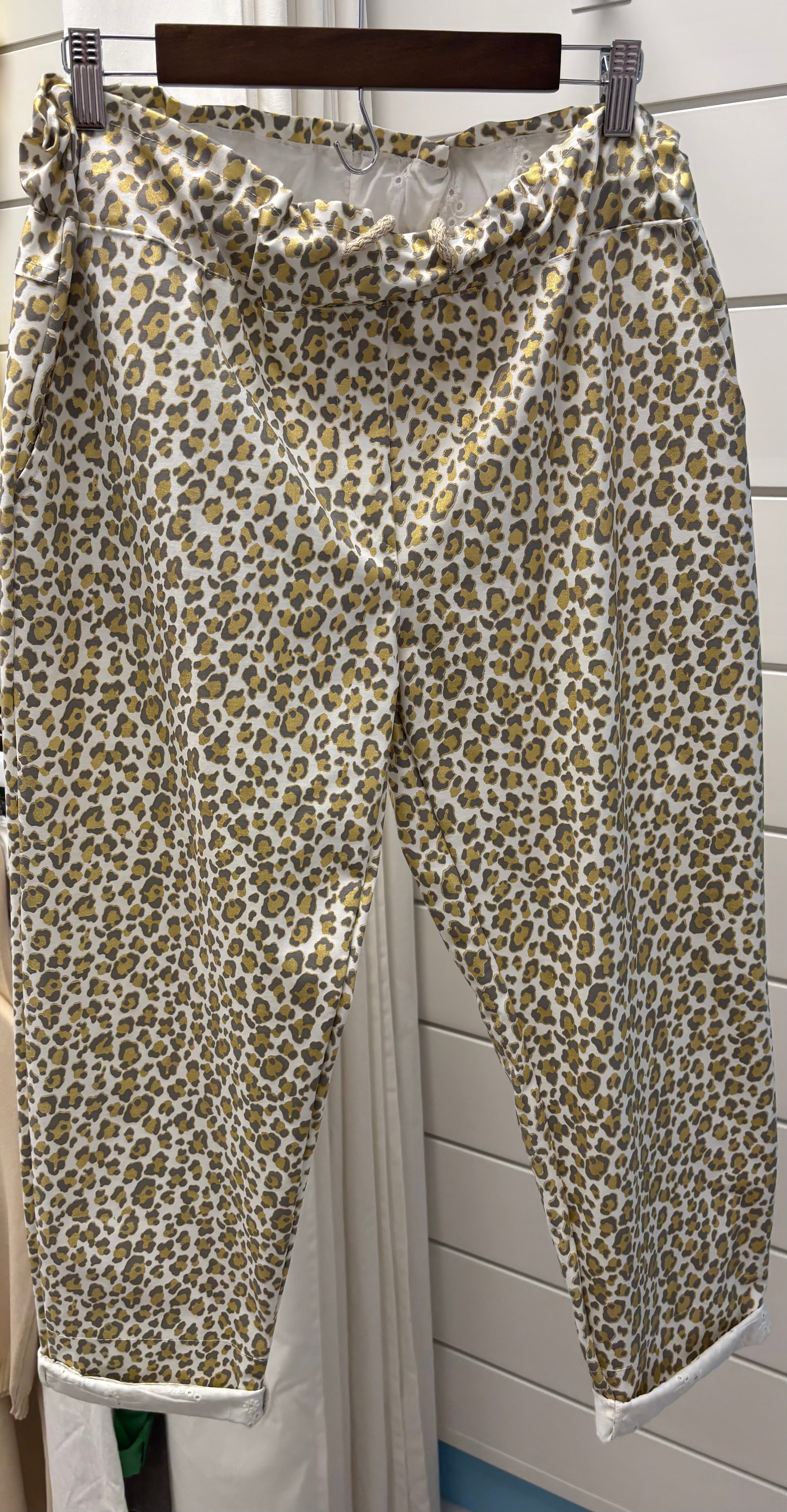 Gold White Cheetah Pants