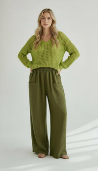 Beachy Loose Knit Sweater (pink, beige, melon green)