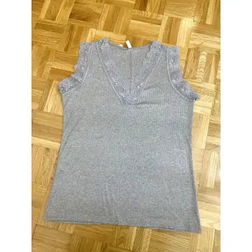 Gray Lace Tank