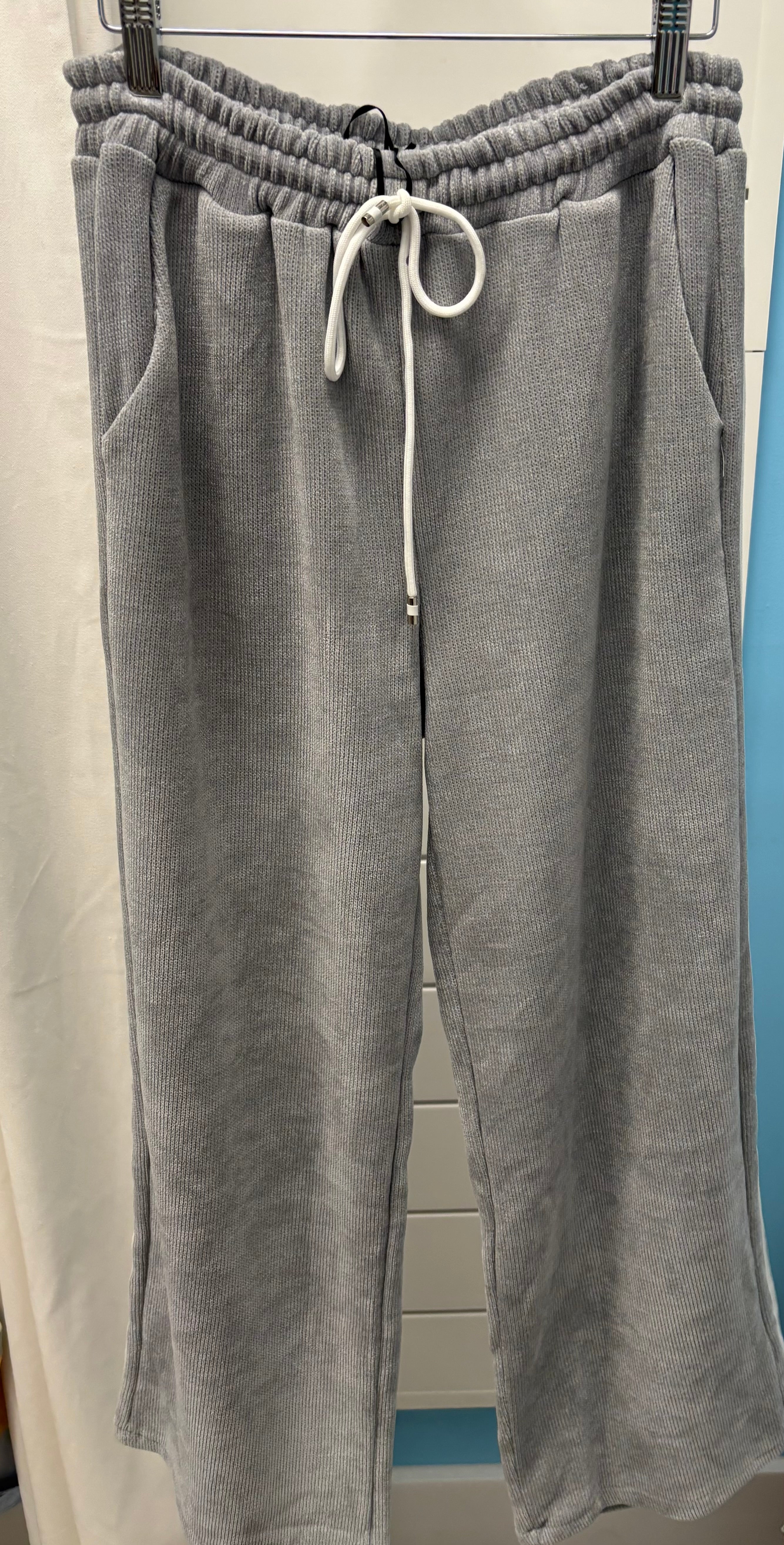 Gray white stripe sweatpants