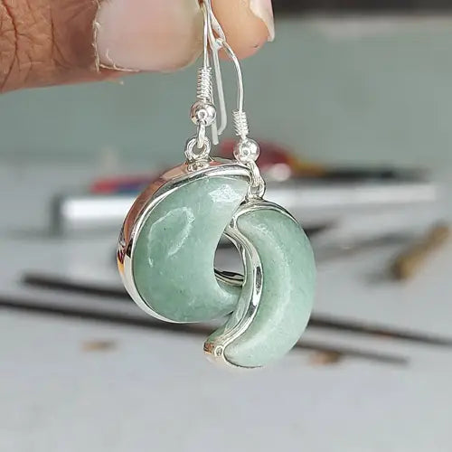 Sterling Silver Jade Moon Earrings