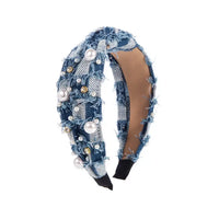 Denim Pearl Headband