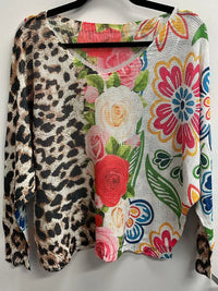 Jungle Garden Whimsical Italian Silky Summer Sweater