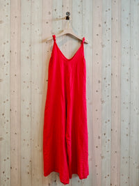 Warm Red Linen Jumpsuit / Romper