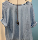 Round Collar Tunic Top with Necklace