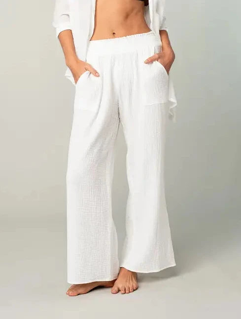 White Gauze Beach Style Pants