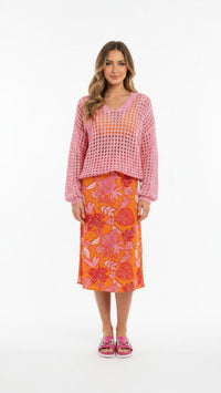 Beachy Loose Knit Sweater (pink, beige, melon green)