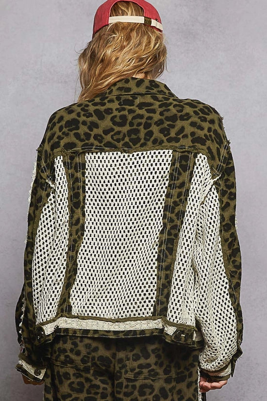 Leopard Gauze & Crochet Jacket