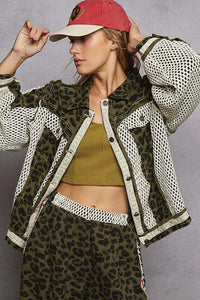 Leopard Gauze & Crochet Jacket