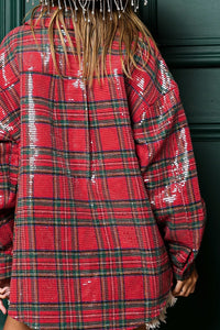 Sparkly flannel jacket with pockets