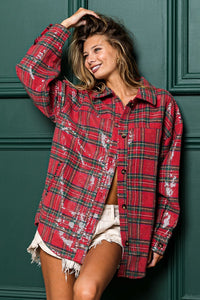 Sparkly flannel jacket with pockets