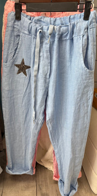 Linen Pants with Glittery Star