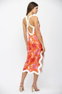 Wavy Tropical Dress with Side Slit