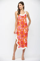 Wavy Tropical Dress with Side Slit