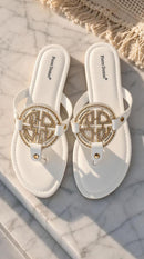 Coastal White & Gold Grecian Sandals